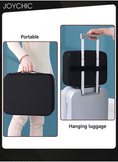 Joychic Multi-layer Large Capacity Family Document Storage Bag Laptop Contracts Passport Certificates Holder Organizer Home Office Travel Security Bag with Lock Black  - Image 2
