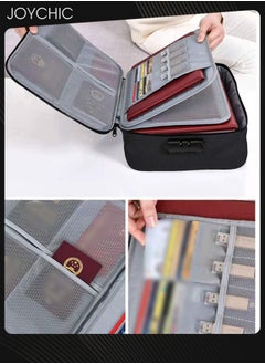 Joychic Multi-layer Large Capacity Family Document Storage Bag Laptop Contracts Passport Certificates Holder Organizer Home Office Travel Security Bag with Lock Black  - Image 3