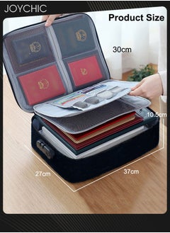 Joychic Multi-layer Large Capacity Family Document Storage Bag Laptop Contracts Passport Certificates Holder Organizer Home Office Travel Security Bag with Lock Black  - Image 5