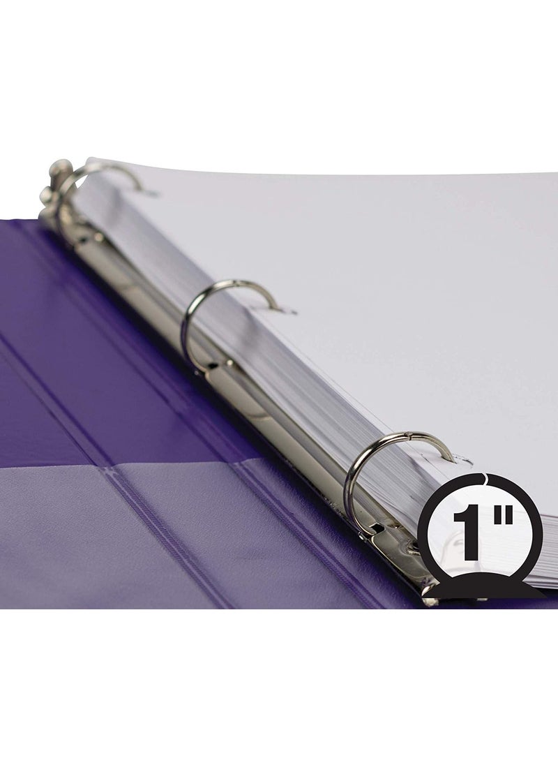 Samsill Samsill Earths Choice Biobased Durable Fashion Color 3 Ring View Binder 1 Inch Round Ring Up to 25 Plant Based Plastic USDA Certified Biobased Purple Value Two Pack  4 Pack 4  - Image 3