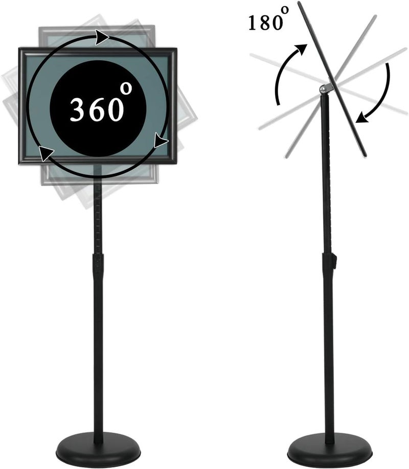 هوكور حامل لافتات على قاعدة، حامل لافتات قابل للتعديل من الألومنيوم قائم على الأرض للملصقات والقوائم والإعلانات والمبيعات وحامل عرض الإشعارات (أسود، A3) - Image 2