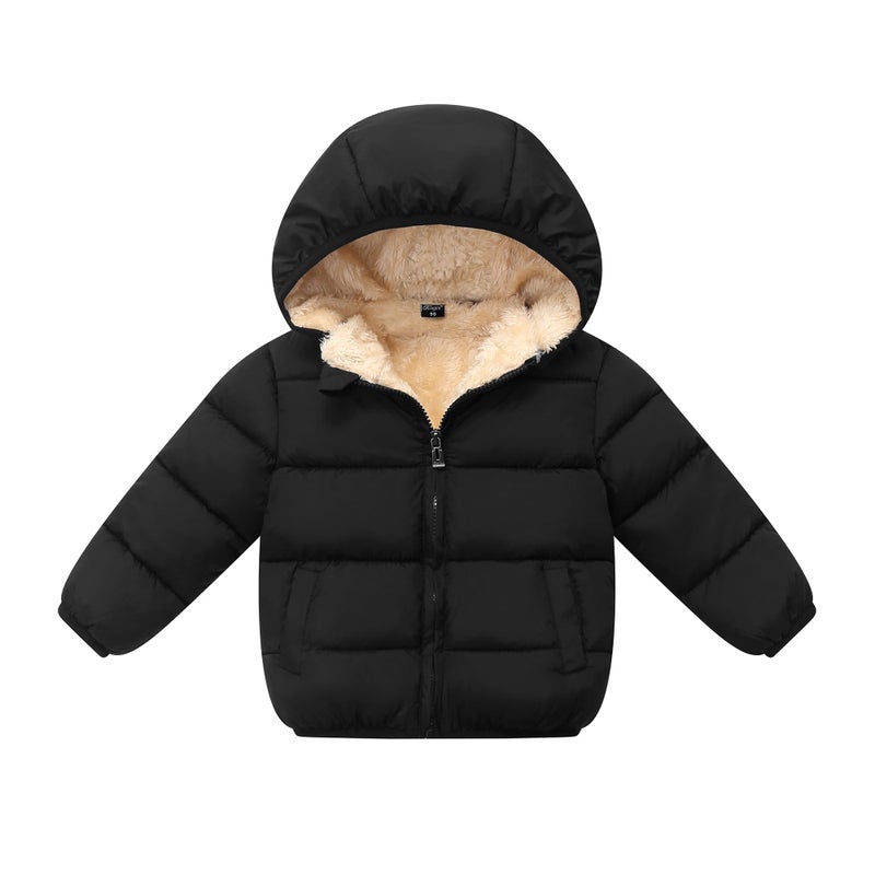 Toddler Baby Hooded Down Jacket Boys Girls Kids Thicken Warm Winter Coat Outerwear 34t Black