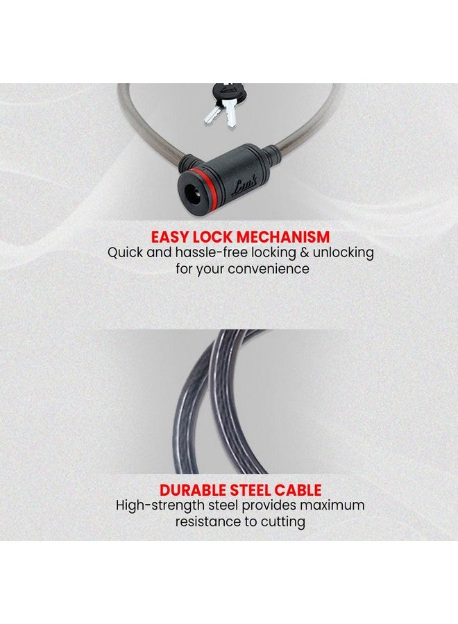 Link Multipurpose Heavy-Duty Cable Lock for Bikes, Cycles, Helmets & Scooters - 100cm Length, 7mm Steel Cable, 2 Keys Included - Assorted Color | CL-03 (Pack of 1) - Image 3