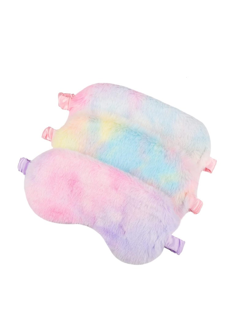 SYOSI - Plush Sleeping Eye Mask Sleeping Masks for Women Soft Fluffy Eye Cover Silk Eye Mask with Elastic Strap Blindfold Sleep Masks for Women Kids Men Family 3 PCS - Image 1