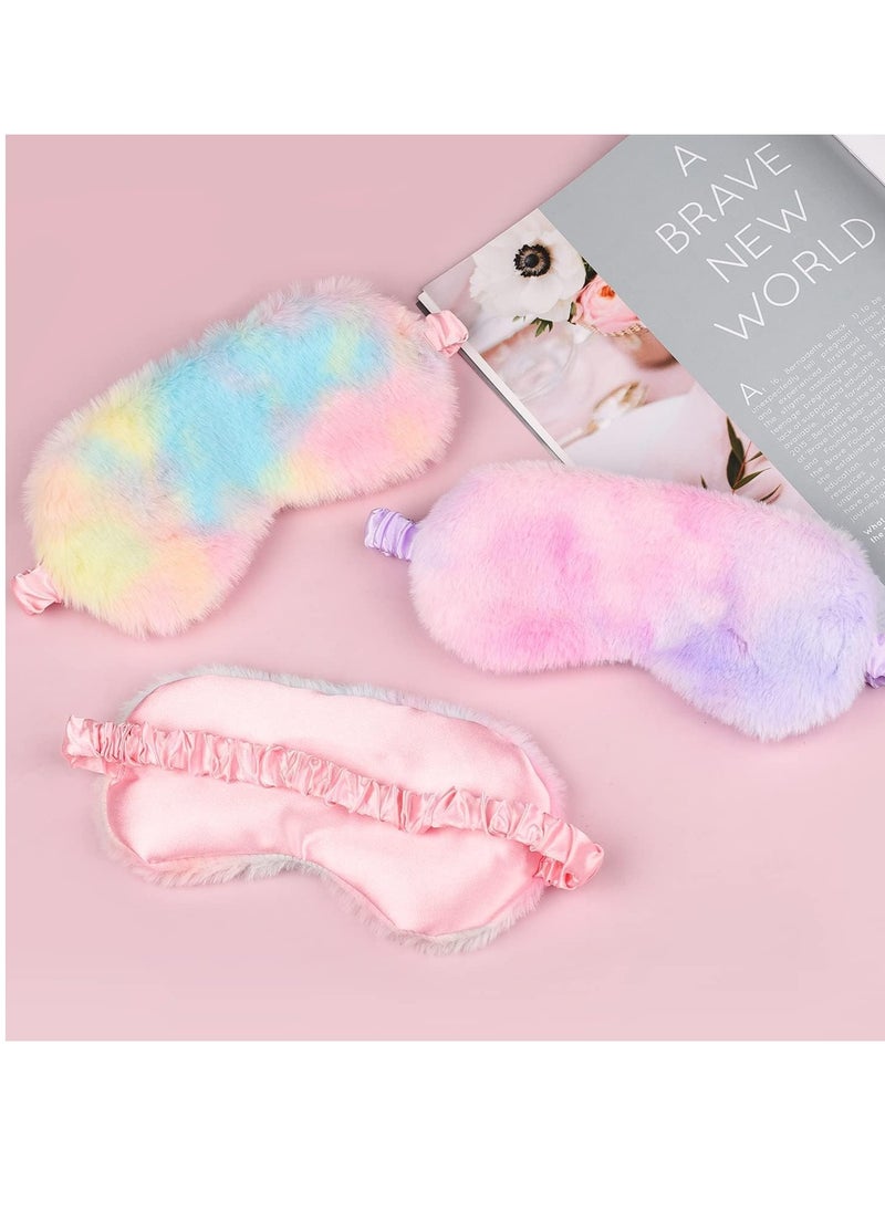 SYOSI - Plush Sleeping Eye Mask Sleeping Masks for Women Soft Fluffy Eye Cover Silk Eye Mask with Elastic Strap Blindfold Sleep Masks for Women Kids Men Family 3 PCS - Image 1
