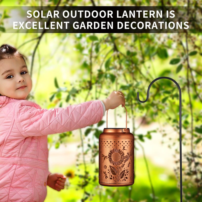 Tepaken Solar Lanterns Outdoor Waterproof Hummingbird Garden Decor Christmas Gifts for Women Mom Grandma Hanging Lights Metal Decoration Outside for Yard, Patio,Backyard,Porch(Dragonfly and Sunflower) - Image 5