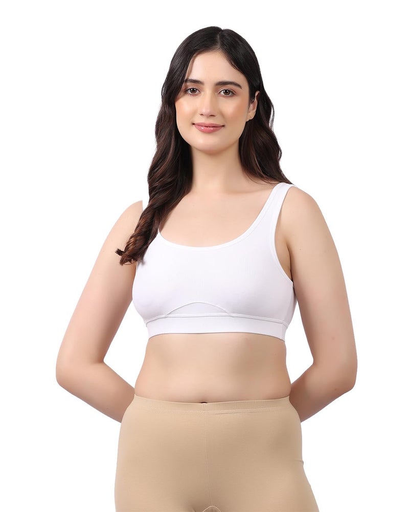 LAVOS Womens Cotton Non-Padded Everyday Comfort Bra (White, Large) - Image 1