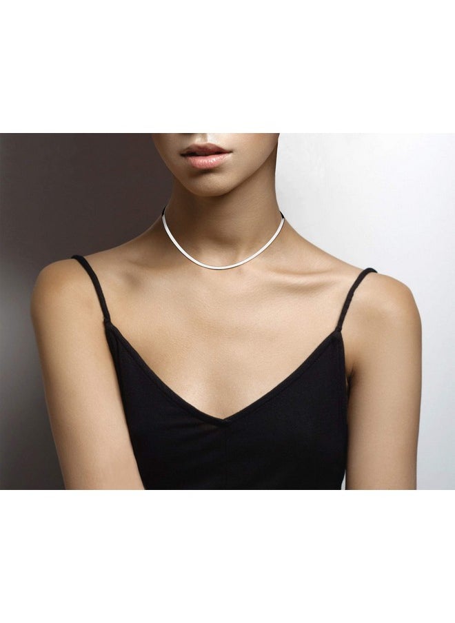 MiaBella - 925 Sterling Silver Italian Solid 3.5Mm Flexible Flat Herringbone Chain Necklace For Women, Made In Italy (Length 16 Inches (Women'S Choker Length)) - Image 1