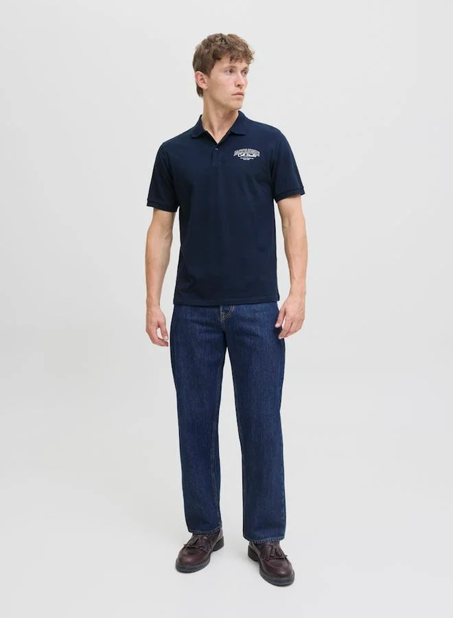 JACK & JONES Jack & Jones JJMakoto Logo Print Short Sleeves Polo