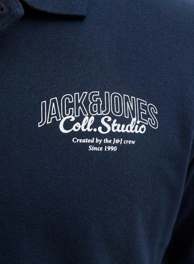 JACK & JONES Jack & Jones JJMakoto Logo Print Short Sleeves Polo