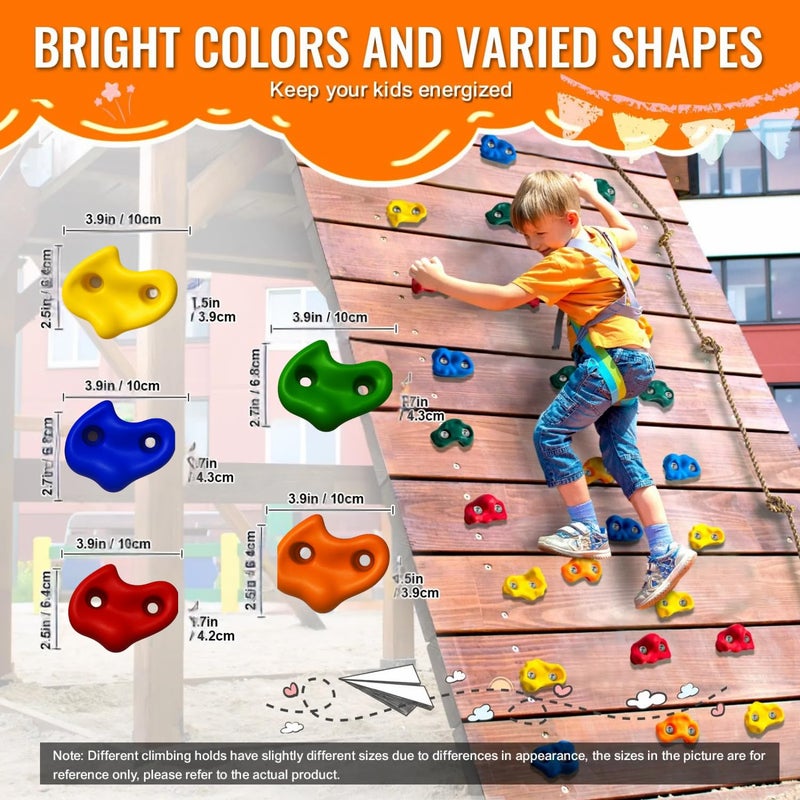 White Tech Rainbow Monkey Rock Climbing Holds (Pack of 20) for Kids & Adults, Indoor Outdoor Playground PlaySet Building Wall Grips with Hardware Kit Ninja Colourful Climbing Holds - Image 5