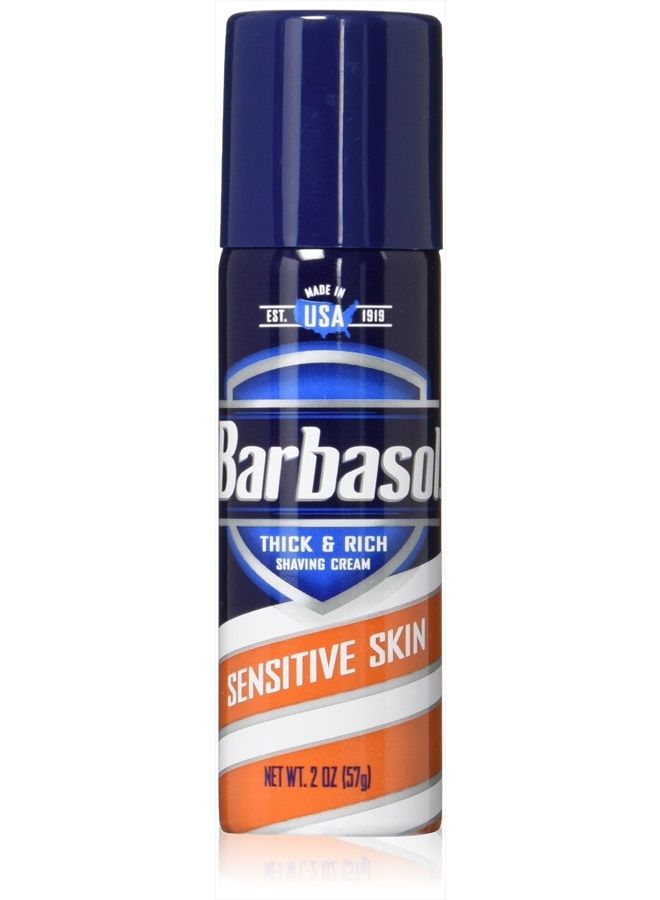 Barbasol Sensitive Skin Thick and Rich Shaving Cream for Men, Travel Size, TSA Approved, 2 oz. (Pack of 24) - Image 1