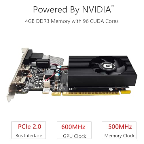 Glorto GeForce GT 730 4G Low Profile Graphics Card, 2X HDMI, VGA, DDR3, PCI Express 2.0 x16, Entry Level GPU for PC, SFF and HTPC - Image 2