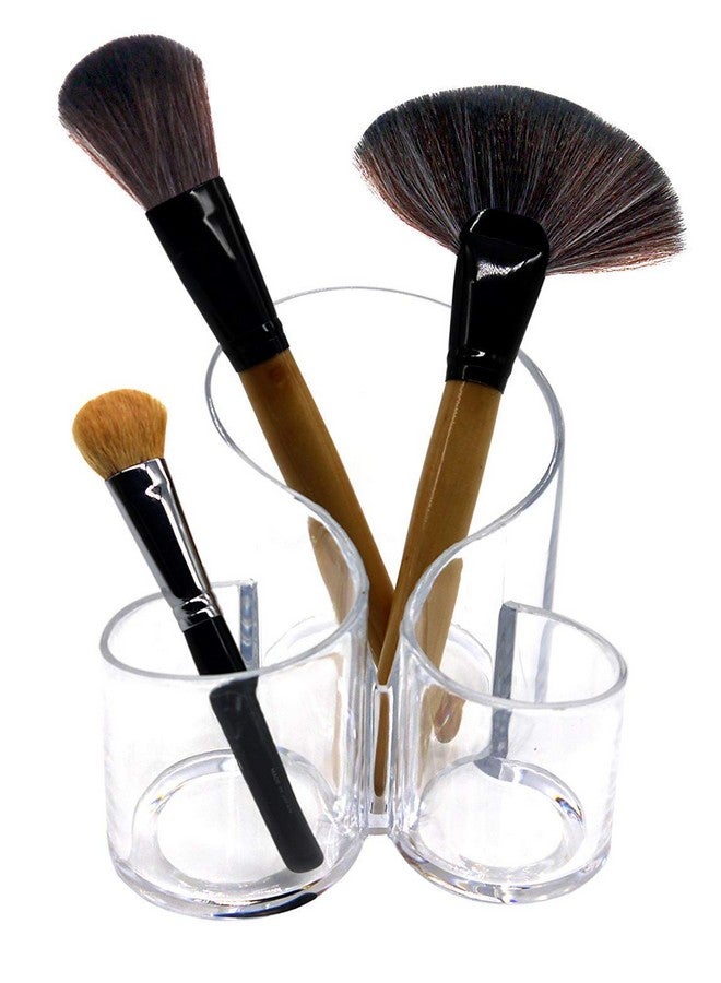 Bhavyam Acrylic Makeup Brush Cosmetic Storage Organizer Desk And Dressing Table Stand(3 Compartment/Medium) - Image 2