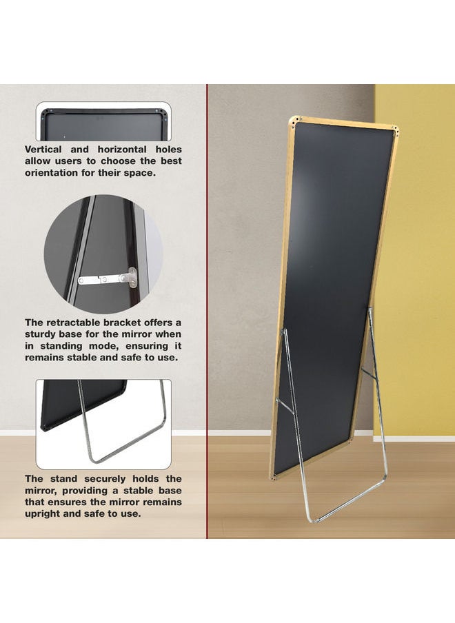 Decorhills - Full-Length Dressing Floor Mirror with Bracket Stand, Wall-Mounted Mirror, Aluminum Alloy Frame, Gold Frame, 36.3x146cm - Image 1