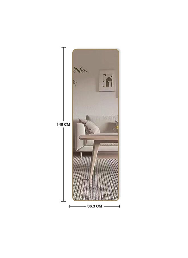 Decorhills - Full-Length Dressing Floor Mirror with Bracket Stand, Wall-Mounted Mirror, Aluminum Alloy Frame, Gold Frame, 36.3x146cm - Image 1