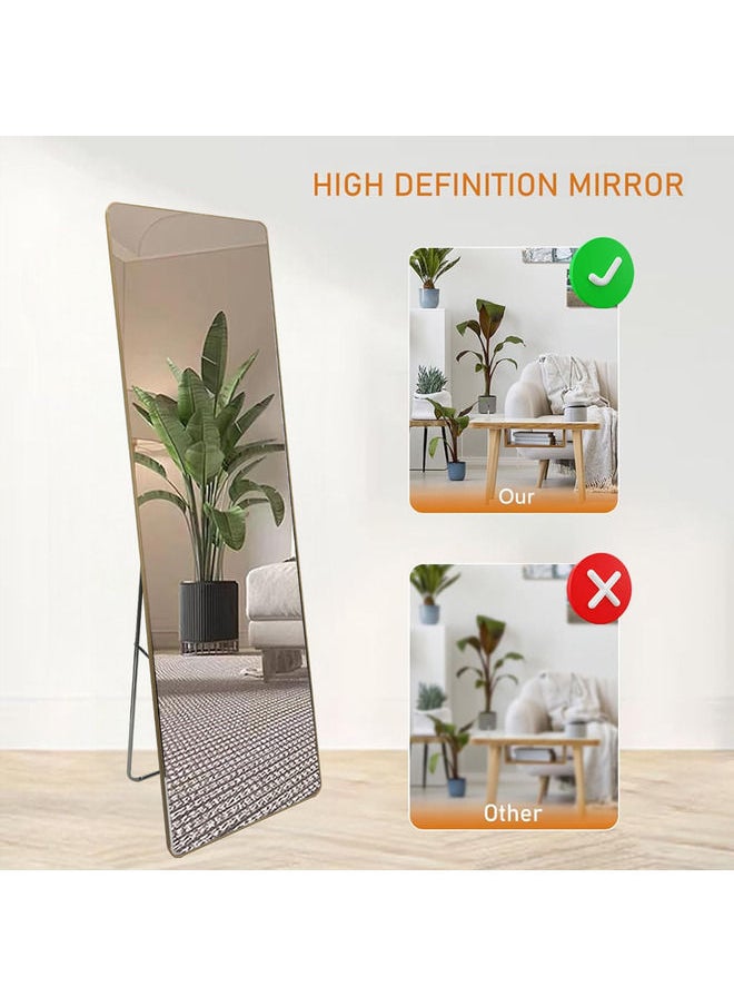 Decorhills - Full-Length Dressing Floor Mirror with Bracket Stand, Wall-Mounted Mirror, Aluminum Alloy Frame, Gold Frame, 36.3x146cm - Image 1