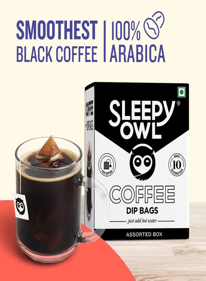 Sleepy Owl Assorted Hot Brew Drip Coffee Bags | 5 Delicious Flavours - French Vanilla, Dark Roast, Cinnamon, Hazelnut, Original | 5 Minute Fresh Brew - No Equipment Needed | 100% Arabica | 10 Serves - Image 3