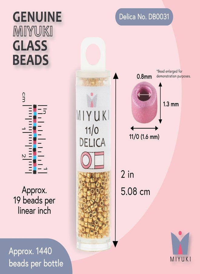 Miyuki Delica Seed Beads - Size 11/0 (1.6 mm), DB0031, 24k Gold-Plated, 7.2 g, Approx. 1440 Beads, Made in Japan - Image 3