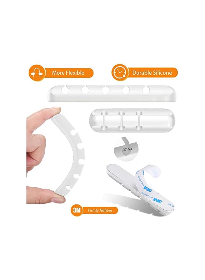 promass [4-Packs] Cable Clips Cord Organizer Cable Management, Cord Clips Adhesive USB Charger Cable Holder for Desk Wire Management Clips, Cord Holders for Nightstand, Home, Office, Car, Cables - Image 4