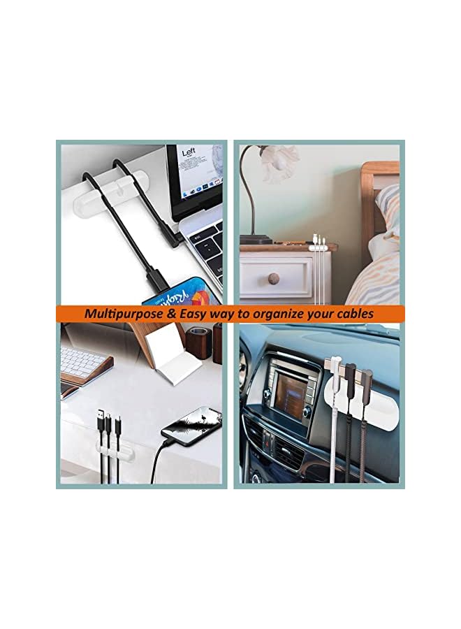 promass [4-Packs] Cable Clips Cord Organizer Cable Management, Cord Clips Adhesive USB Charger Cable Holder for Desk Wire Management Clips, Cord Holders for Nightstand, Home, Office, Car, Cables - Image 3
