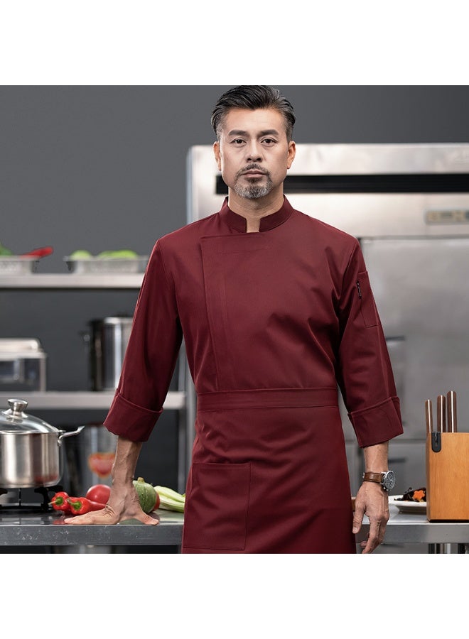 NIBEMINENT Hotel Chef Overalls Autumn and Winter Long Sleeve Men's Restaurant Cafeteria Restaurant Kitchen Work Clothes Long Sleeve  - Image 1