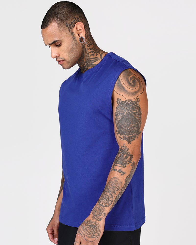 bewakoof Men Blue Boxy Fit Vest - Image 2