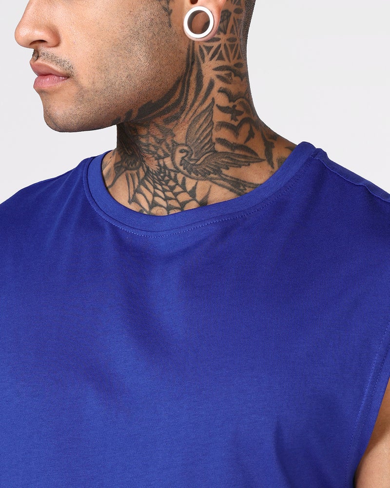 bewakoof Men Blue Boxy Fit Vest - Image 5