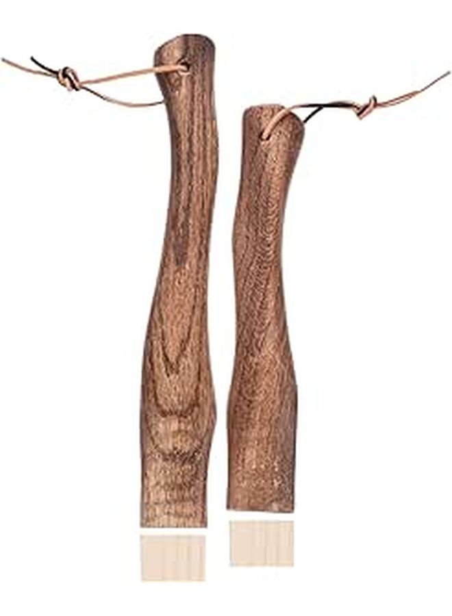 2 Pcs Solid Wood Curved Axe Handles 26cm and 33cm with Hanging Hole for Hatchet Replacement - Image 1