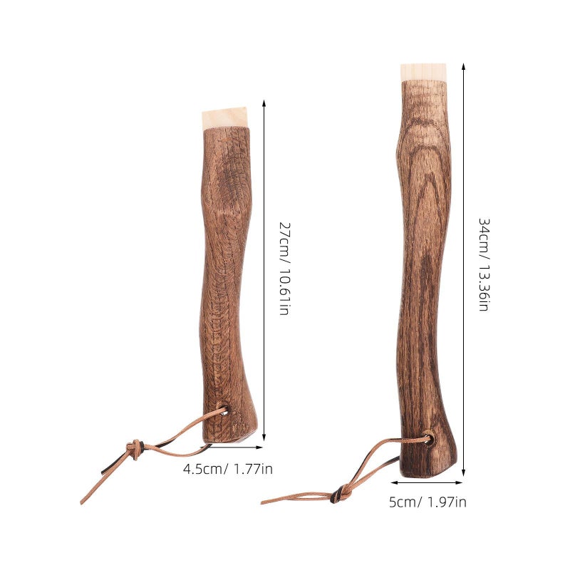 2 Pcs Solid Wood Curved Axe Handles 26cm and 33cm with Hanging Hole for Hatchet Replacement - Image 3