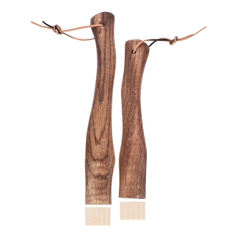 2 Pcs Solid Wood Curved Axe Handles 26cm and 33cm with Hanging Hole for Hatchet Replacement - Image 2