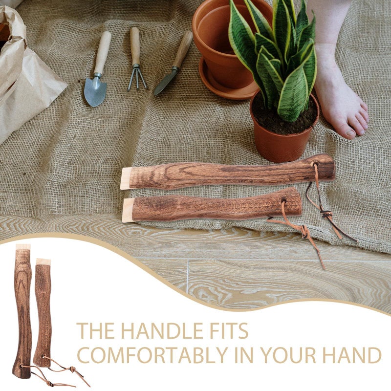 2 Pcs Solid Wood Curved Axe Handles 26cm and 33cm with Hanging Hole for Hatchet Replacement - Image 4