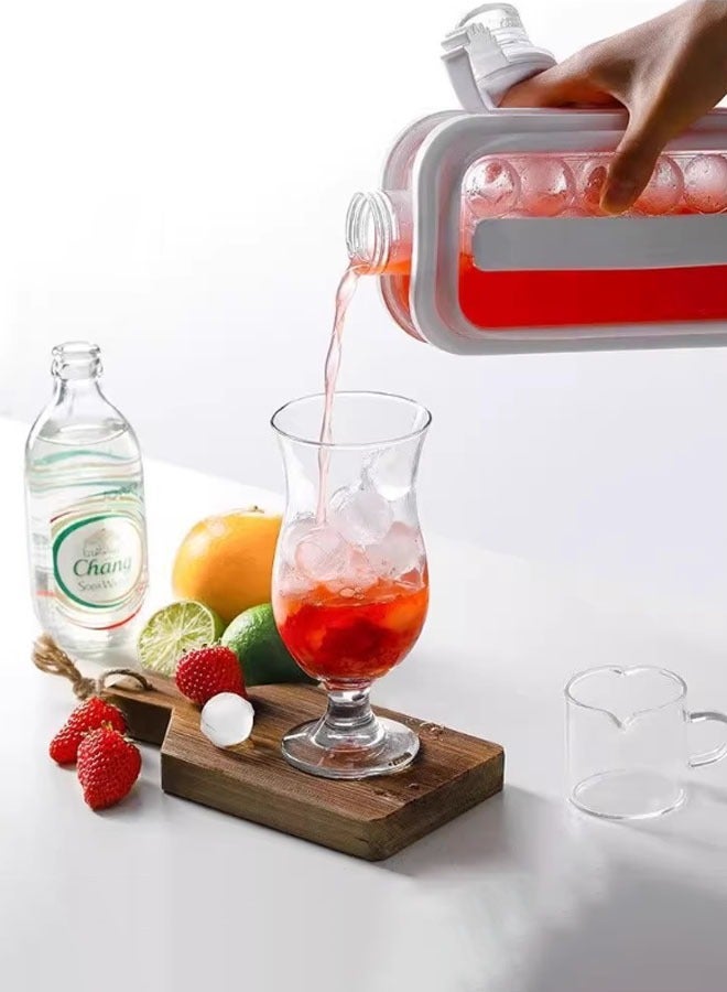Hanayo 2 in 1 Ice Hockey Jug Ice Bottle Ice Cube Tray Bottle with 17 Grid Cube Molds for Coffee Milk Tea Juice Silicone Ice Bottle Collapsible Portable Ice Maker and Kettle(White)  - Image 3