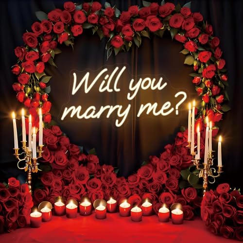 QLKGWEA Will You Marry Me Neon Sign, Marry Me Light Up Letters for Wedding Proposal Decorations, Warm White, 16.5 x 8.3 inch - Image 4