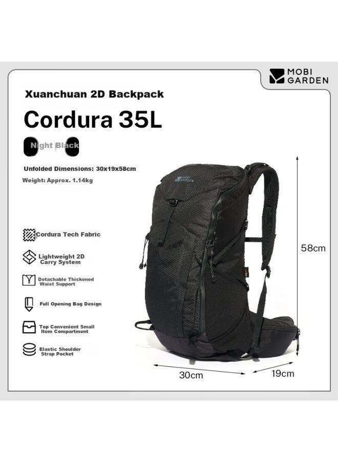 Mobigarden Xuanchuan 2d Hiking Backpack Outdoor Mountaineering Travel 35l Double Shoulder Bag Nx25664011 Night Black - Image 1