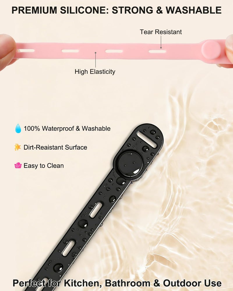 OneLeaf Reusable Silicone Cable Ties, Soft Cord Bundlers for USB Chargers, Kitchen Appliance, Adjustable Wire Management Straps with Secure Buckle, Travel Tech & Cruise Essentials Keepers, Multicolor - Image 3