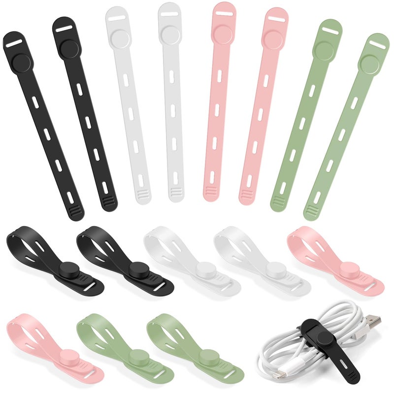 OneLeaf Reusable Silicone Cable Ties, Soft Cord Bundlers for USB Chargers, Kitchen Appliance, Adjustable Wire Management Straps with Secure Buckle, Travel Tech & Cruise Essentials Keepers, Multicolor - Image 1