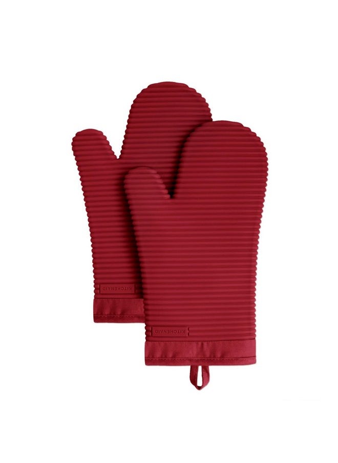 KitchenAid KitchenAid Ribbed Soft Silicone Oven Mitt Set, Smoked Paprika 2 Count  - Image 1