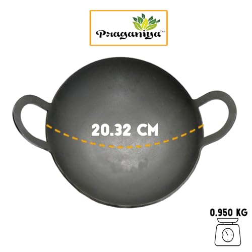 PRAGANIYA Pure Iron Laser Cut Appachatti/Appam Pan 100% Pure & Toxin-Free Super Smooth (Pre-Seasoned) (8") - Image 2