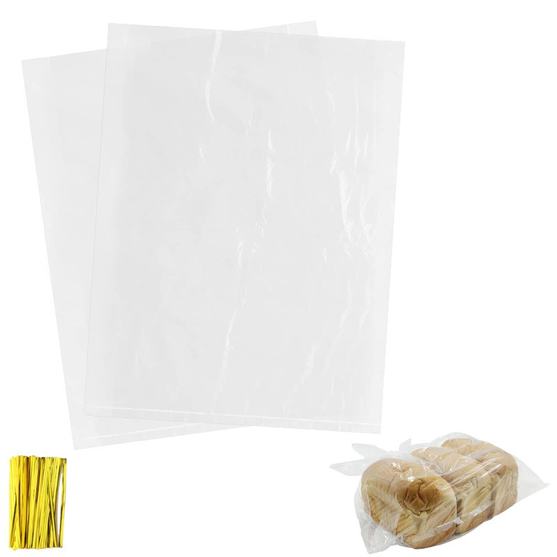 Belinlen 200 Pack 18 x 24 Inch Plastic Produce Bags Bread Loaf Bags Clear Plastic Flat Poly Bags with Twist Ties for Food  Bread  Dough  Clothes Packaging  Storage  Gift Bag(1 Mil) - Image 1