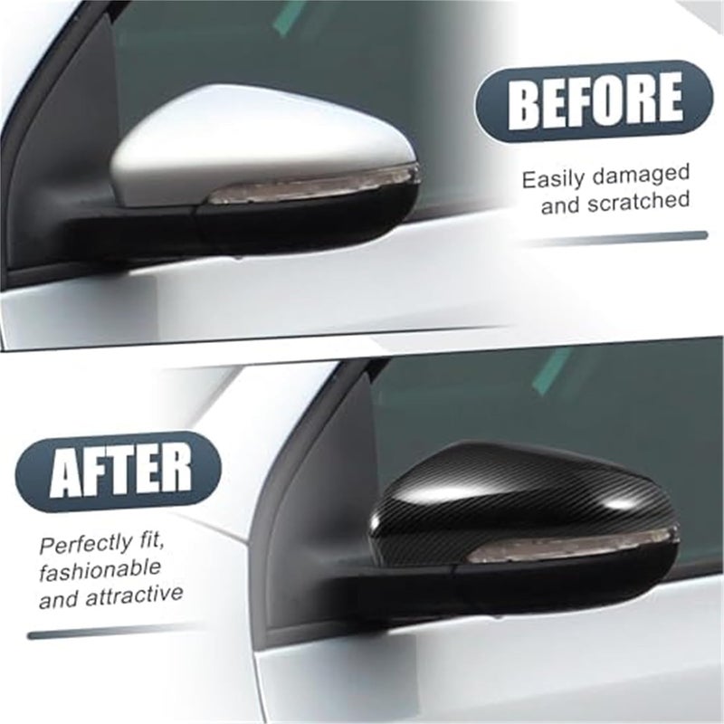 QASULER Carbon Fiber Mirror Cover Caps for Volkswagen - Image 5