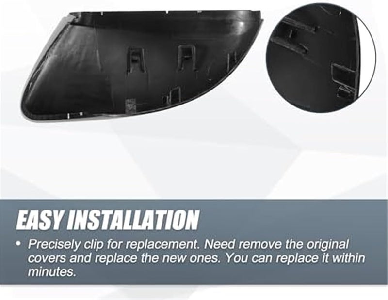 QASULER Carbon Fiber Mirror Cover Caps for Volkswagen - Image 3