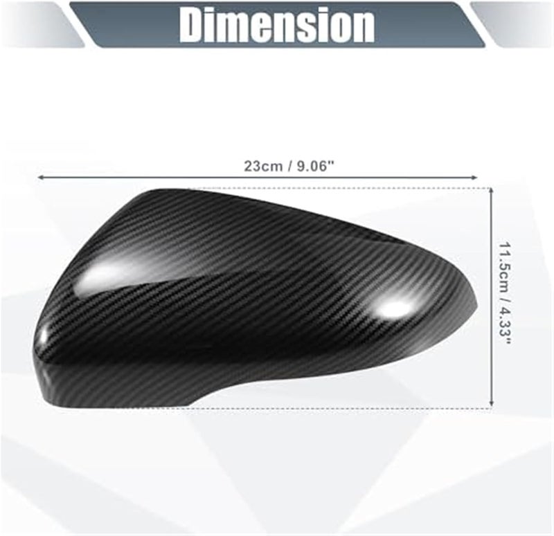 QASULER Carbon Fiber Mirror Cover Caps for Volkswagen - Image 2
