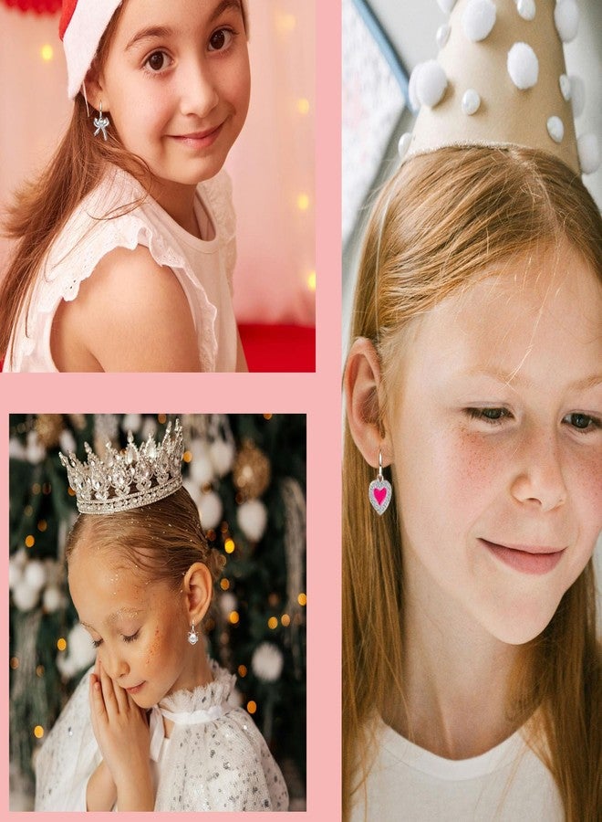 tanguan 16 Pairs Hypoallergenic Dangle Hoop Earrings for Girls Teens Women,Cute Kids Hoop Earrings Set with Charm Heart Pearl Bow Butterfly Animal Small Huggie Earring Jewelry Gift (16 Pairs Earrings Set) - Image 5