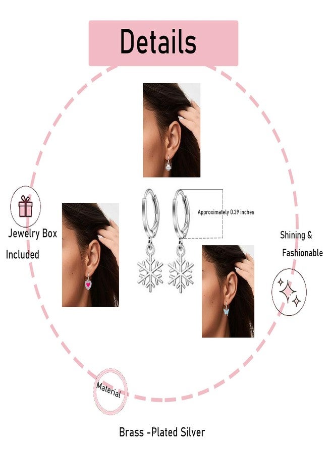 tanguan 16 Pairs Hypoallergenic Dangle Hoop Earrings for Girls Teens Women,Cute Kids Hoop Earrings Set with Charm Heart Pearl Bow Butterfly Animal Small Huggie Earring Jewelry Gift (16 Pairs Earrings Set) - Image 4