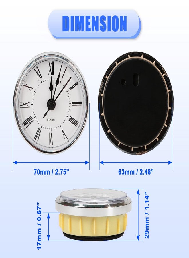 KH866 غطاء ساعة بقطر 70 مم/2.8 بوصة - بديل لساعة كوارتز دائرية، ساعة بأرقام رومانية، إطار فضي، ساعات بآلية رقمية، يناسب فتحة 63 مم/2.36 بوصة لقالب الراتنج DIY - Image 3