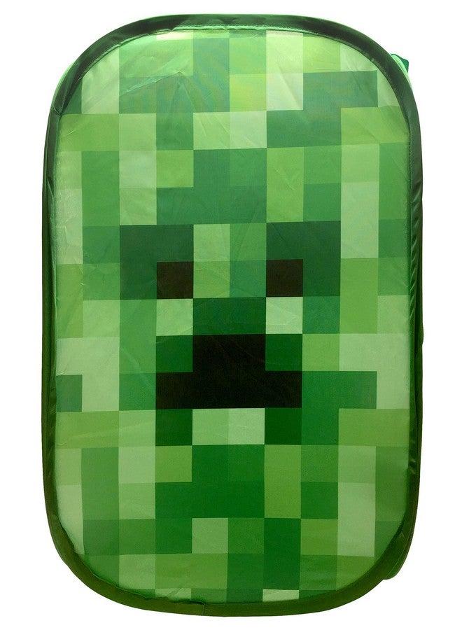 Jay Franco Jay Franco Minecraft Creeper Pop Up Hamper - Mesh Laundry Basket/Bag with Durable Handles, 22" x 14" - Image 2