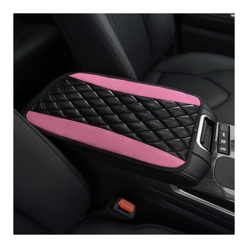 Ohleats Car Center Console Cushion Pad PU Leather Waterproof Auto Armrest Box Cover Protector Comfortable Armrest Seat Box Cover Mat Universal Car Accessories for SUV Truck Pink - Image 2