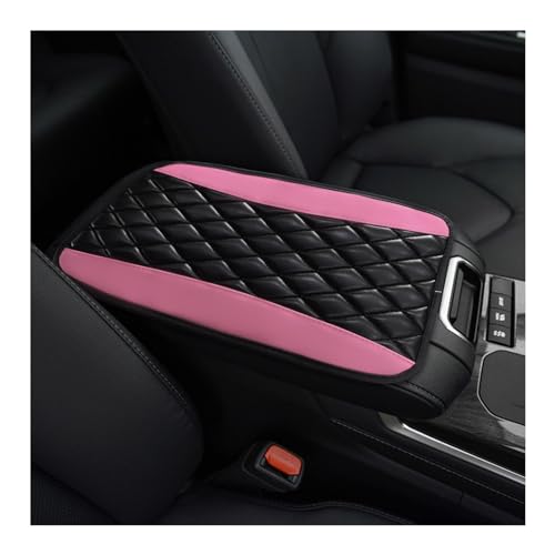 Ohleats Car Center Console Cushion Pad PU Leather Waterproof Auto Armrest Box Cover Protector Comfortable Armrest Seat Box Cover Mat Universal Car Accessories for SUV Truck Pink - Image 1