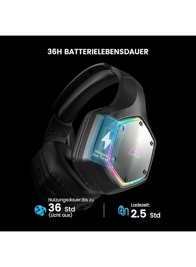 إكسا سماعة ألعاب لاسلكية 2.4 جيجاهرتز USB سماعات ألعاب مع ميكروفون للكمبيوتر الشخصي PS5 PS4 Nintendo Switch صوت محيطي 7.1 سماعة ألعاب إضاءة RGB تصميم مريح 3.5 مم سلكية لسلسلة Xbox - Image 5